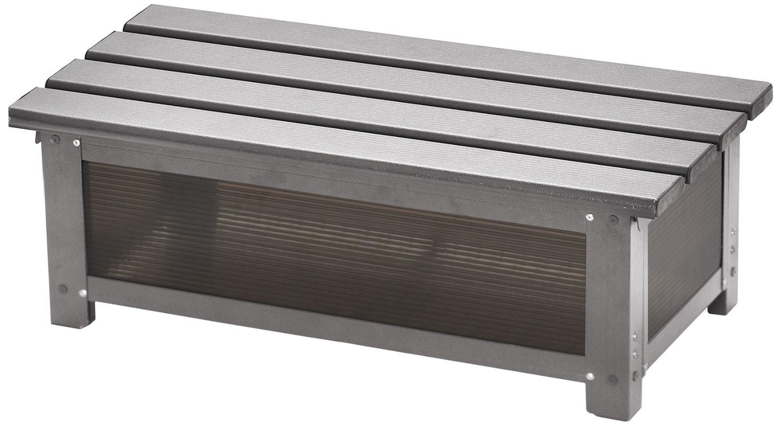 商品 ガーデンマスター Gardenmaster ステップストッカー 幅74×奥行36×高さ24cm アルミ天板 ベンチストッカー ベランダ バルコニー 軽量 踏み台 玄関台 お庭 ガーデンマスター グレー KSS-74L