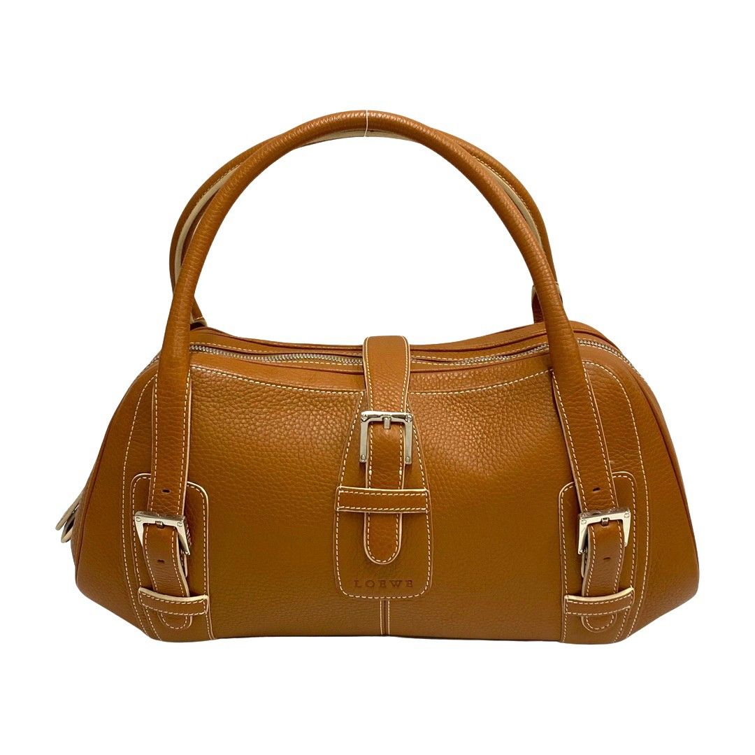 極美品 LOEWE ロエベ ハンドバッグ センダ ミニボストン ロゴ型押し 