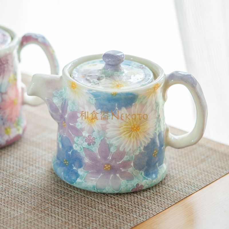  ゆずりは工房 花友禅 ポット急須 おしゃれ かわいい カフェ 陶器 瀬戸焼 和食器 食器 手描き プレゼント 贈り物 ギフト 敬老の日 43470 ティーポット コーヒー ティーカップ