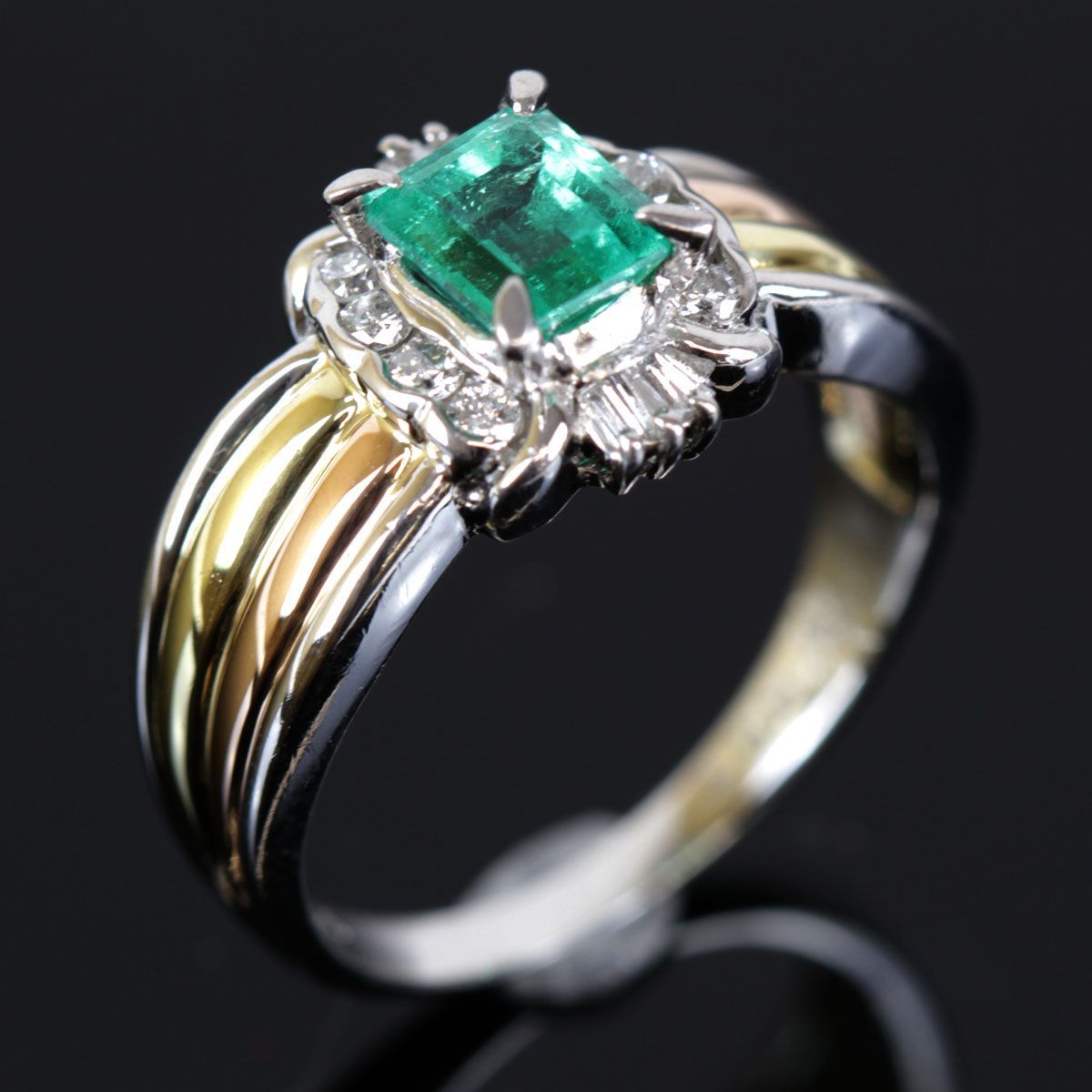 美品『USED』Pt900/K18/エメラルド リング・指輪 0.8ct - Ring - メルカリ