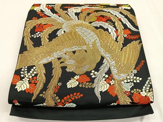 平和屋着物◎六通柄袋帯 唐織 鳳凰立涌花文 金銀糸