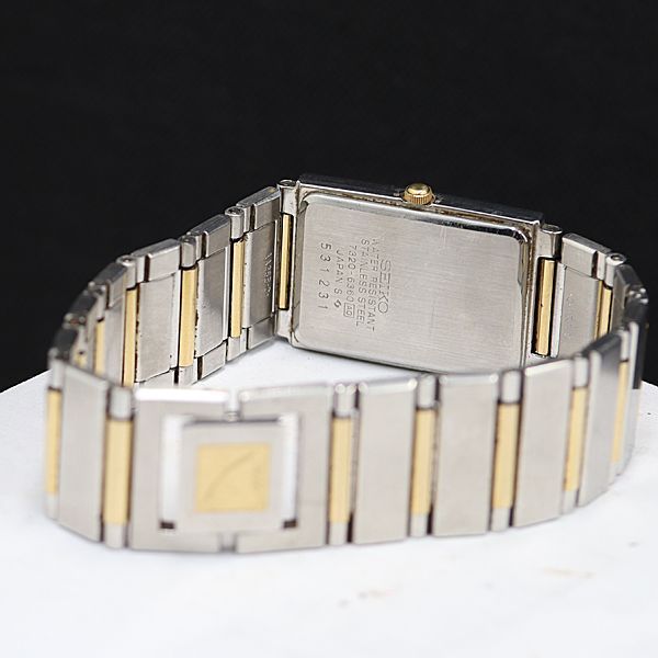 稼働 良品 セイコー ARC 7320-6360 QZ 白文字盤 スクエア コンビ