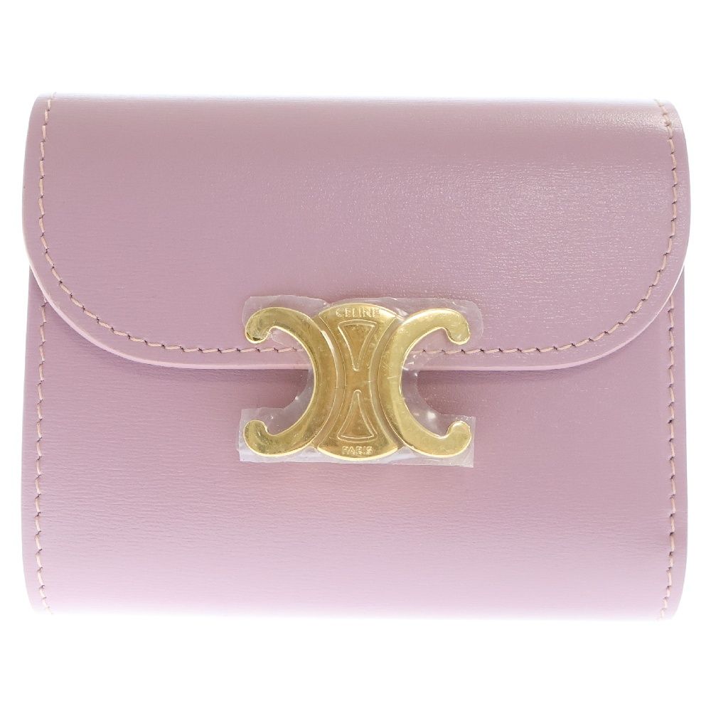 CELINE (セリーヌ) トリオンフ コンパクトウォレット ピンク レザー 三