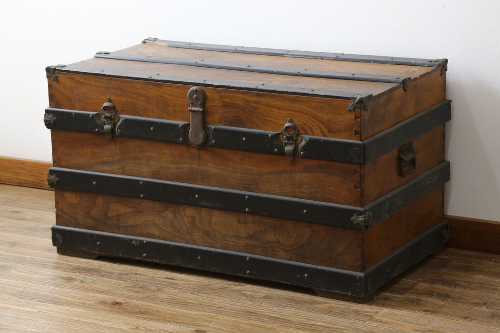 ☆事前問合せ必須☆ 船トランク 和製アンティーク 楠の木 クスノキ材