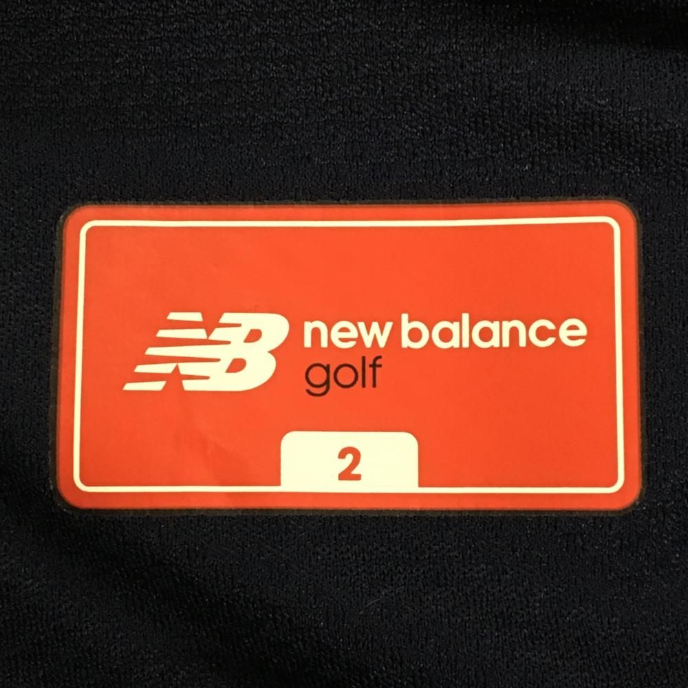 New Balance - 【超美品】ニューバランスゴルフ 半袖ハイネックシャツ ネイビー 胸ロゴプリント 袖フリル レディース 2(L) ゴルフウェア New Balance 超美品】ニューバランスゴルフ 半袖ハイネックシャツ ネイビー