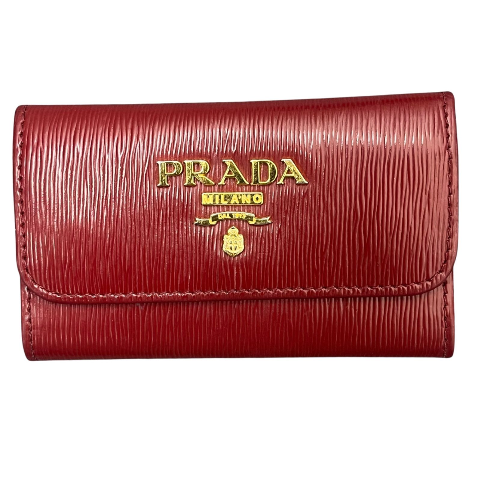 PRADA キーケース 赤 レザー 6連ゴールド金具 楽天市場】PRADA プラダ レザー6連キーケース型押し