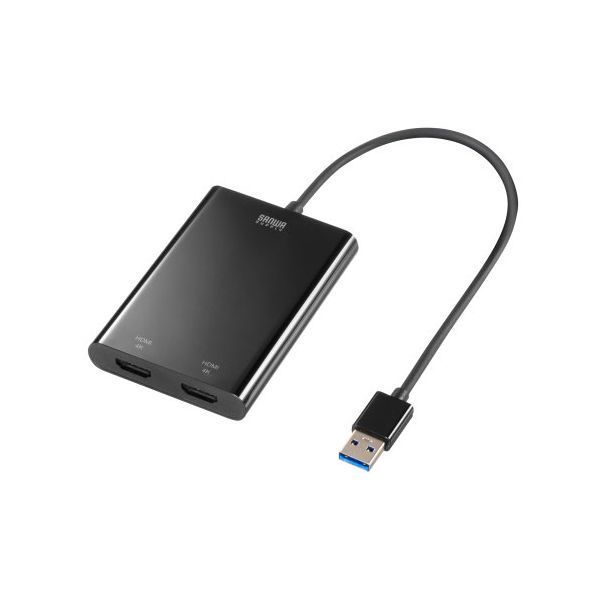 サンワサプライ USB-HDMIディスプレイアダプタ 4K×2画面出力 ブラック USB-CVU3HD6