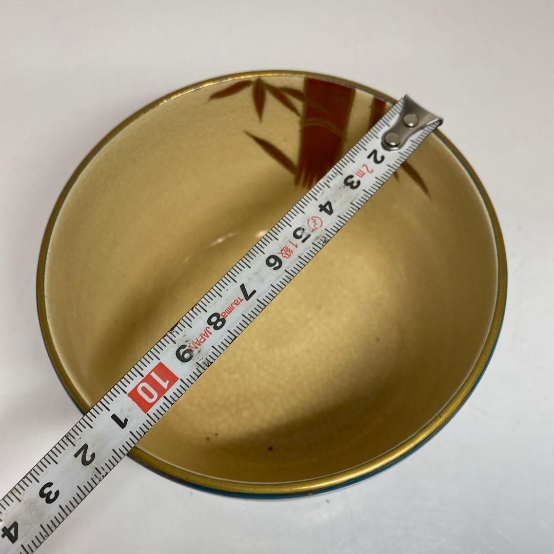 杉田拝平　清閑寺窯海碧地金彩御題画　茶碗　共箱直径11.5cm東H5-1105① 杉田拝平 清閑寺窯海碧地金彩御題画 茶碗 共箱直径