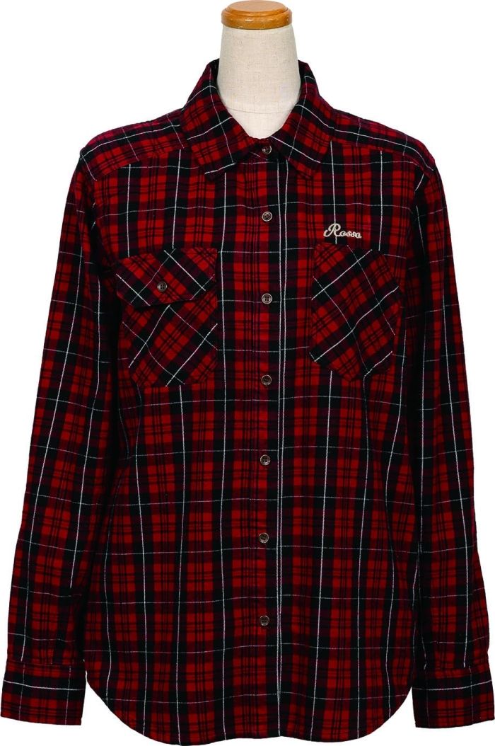 【新品・4営業日で発送】ロッソスタイルラボ(Rosso StyleLab) ROJ1000 プロテクションフランネルシャツ RED／BLACK L+ 品番:ROJ1000／RD／BK／L+