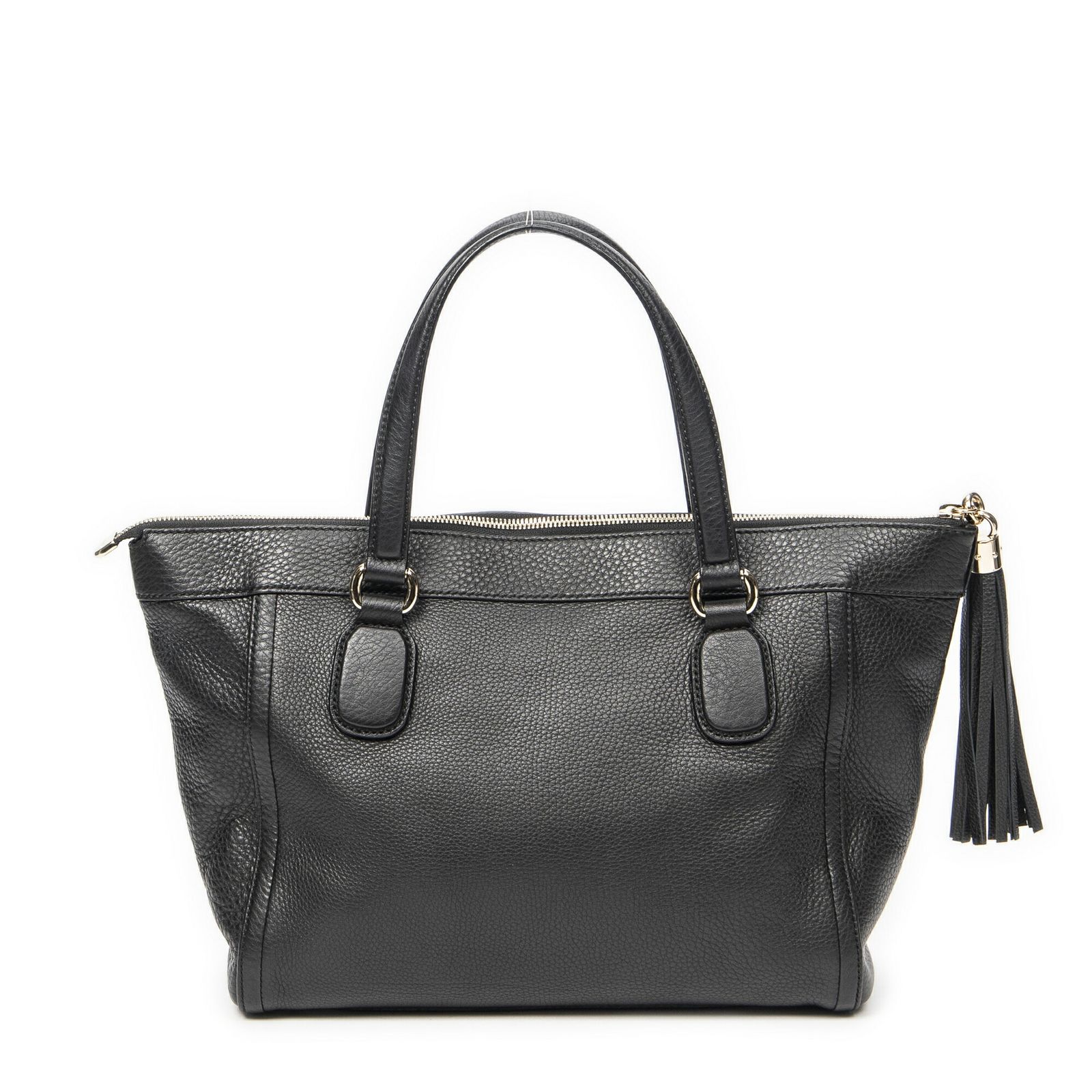 GUCCI グッチソーホータッセルトート黒グレインカーフスキンレザーA