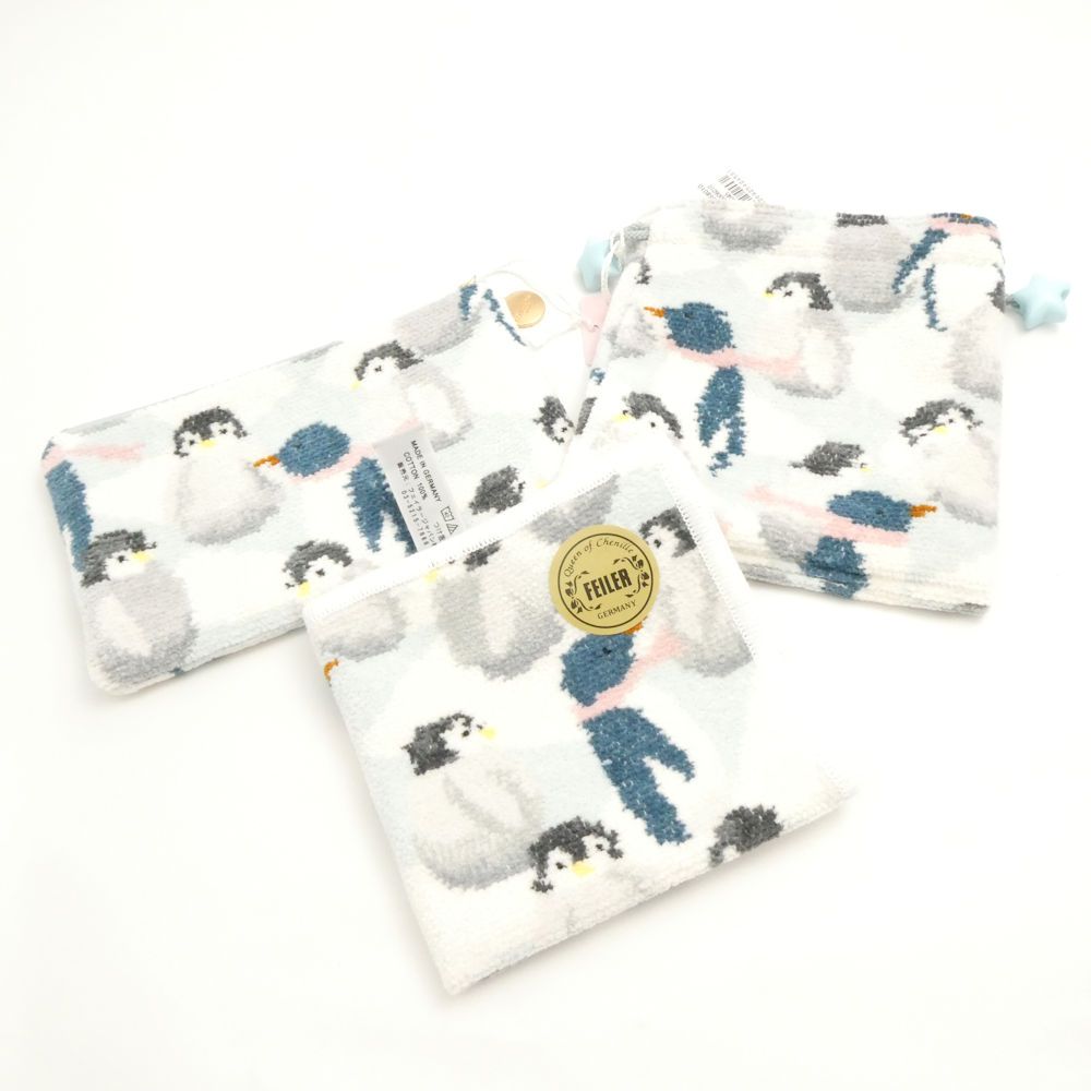 ♥ LOVERARY BY FEILER フェイラー ポーチ ハンカチ 巾着 3点 ペンギンアイランド ハンドタオル レディース AM7258