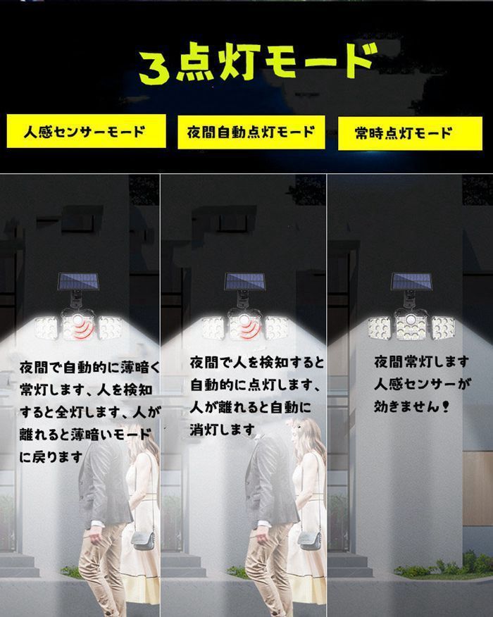 人感センサーライト 3面発光