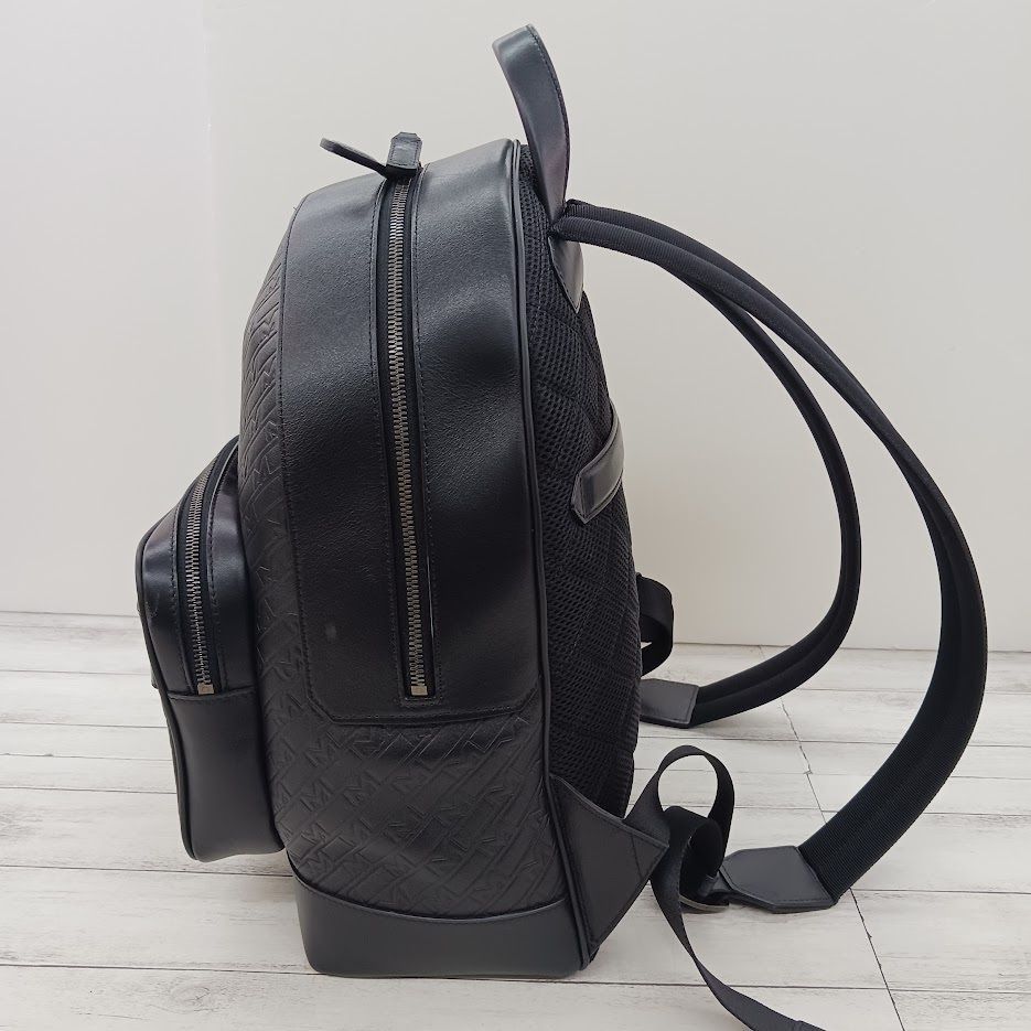 MONTBLANC M gram Black Leather Embossed Logo Backpack モンブラン バックパック ブラック エムグラム レザー