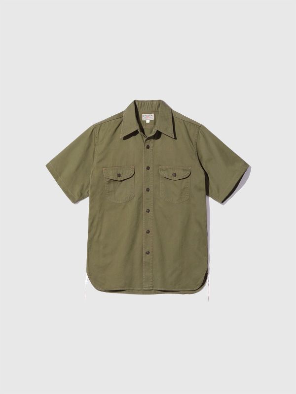 BUZZ RICKSON S バズリクソンズ シャツ ミリタリー シャツ 半袖 メンズ レディース ヘリンボーン HERRINGBONE WORK SHIRTS SHORT SLEEVE BR39202
