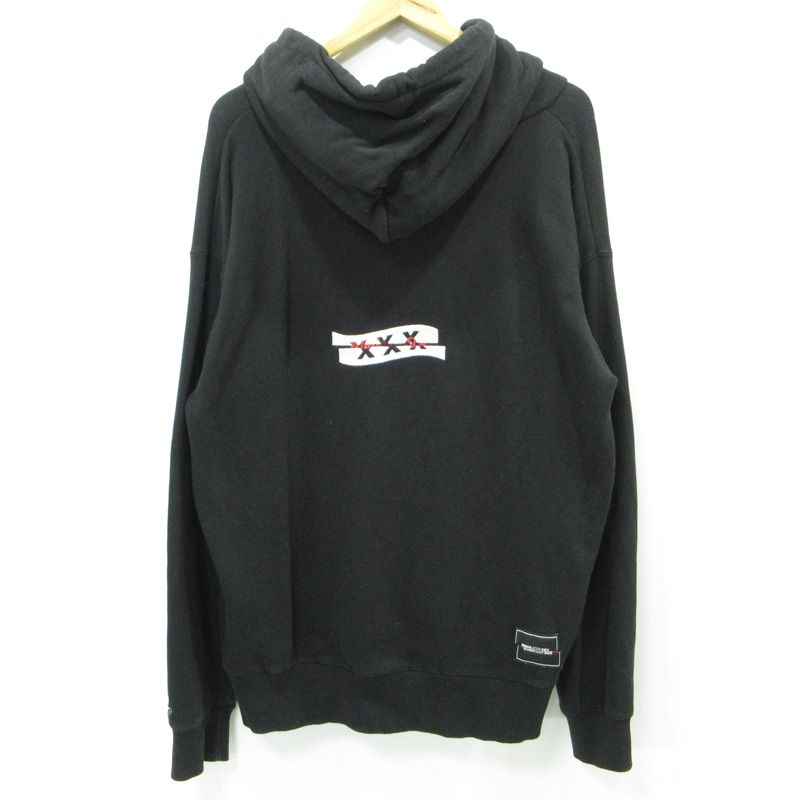 三重本店 WIND AND SEA ウィンダンシー × GOD SELECTION XXX ゴッドセレクショントリプルエックス ロゴ刺繍長袖パーカー WDS-XXX-SP-07 ブラック サイズ XL 103
