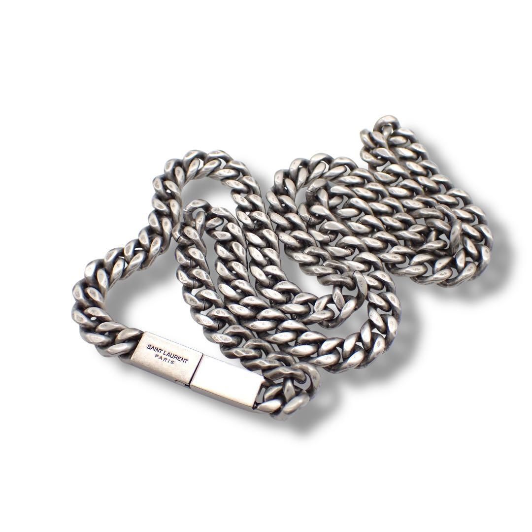 サンローラン 75 cm 喜平 チェーン ネックレス メンズ シルバー 3954