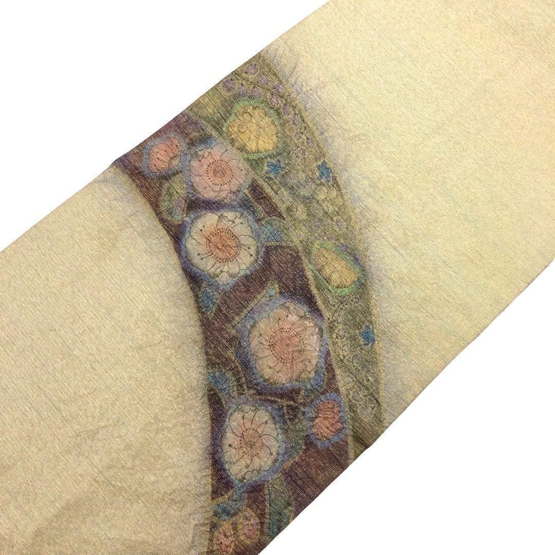 袋帯 作家物 美しい辻が花模様 蒸栗色 O-3512 - メルカリ 