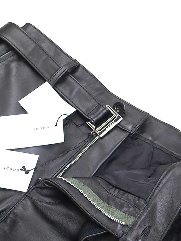 sacai サカイ22AW カウハイドベルテッドレザーパンツ