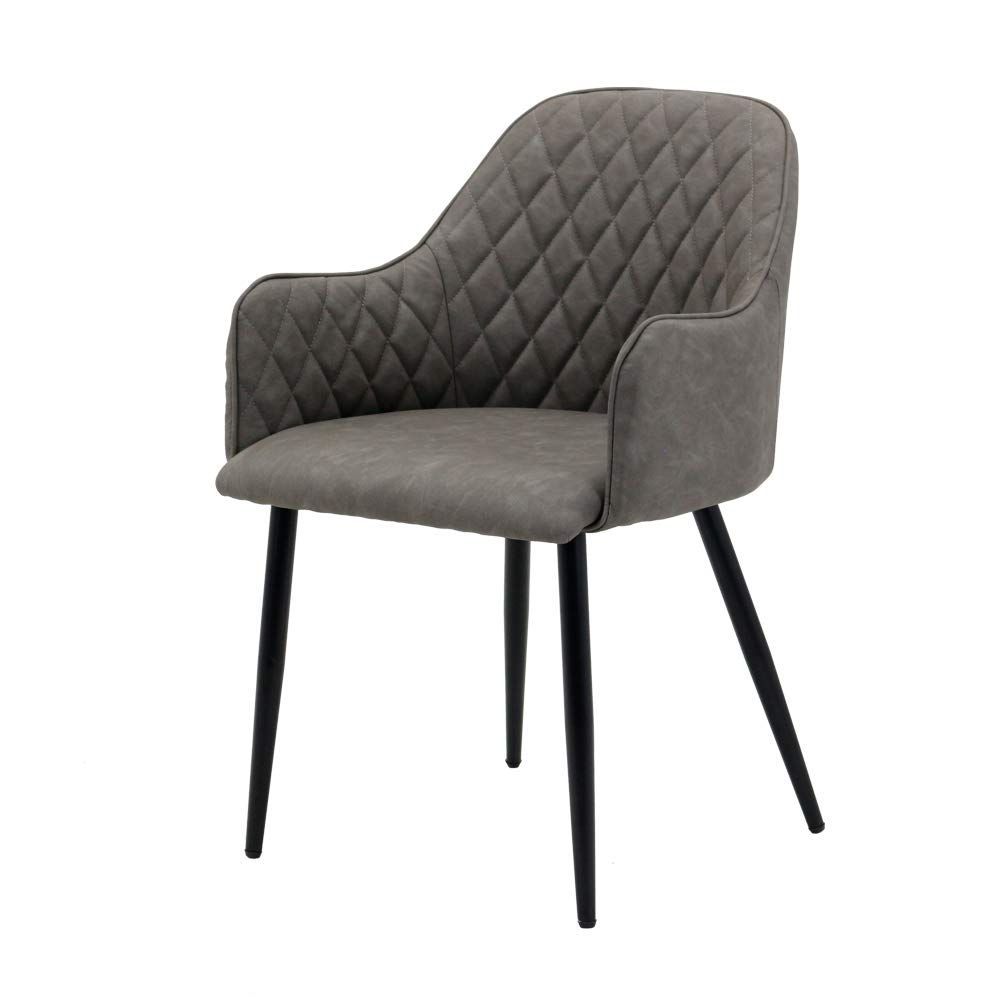 【数量限定】DSW 組立簡単 Eames EAMES 在宅勤務 おしゃれ 食卓椅子 デスクチェア ヴィンテージ調 (グレー) イームズチェア PUレザー スチール脚 デザインチェア 肘付き ダイニングチェア