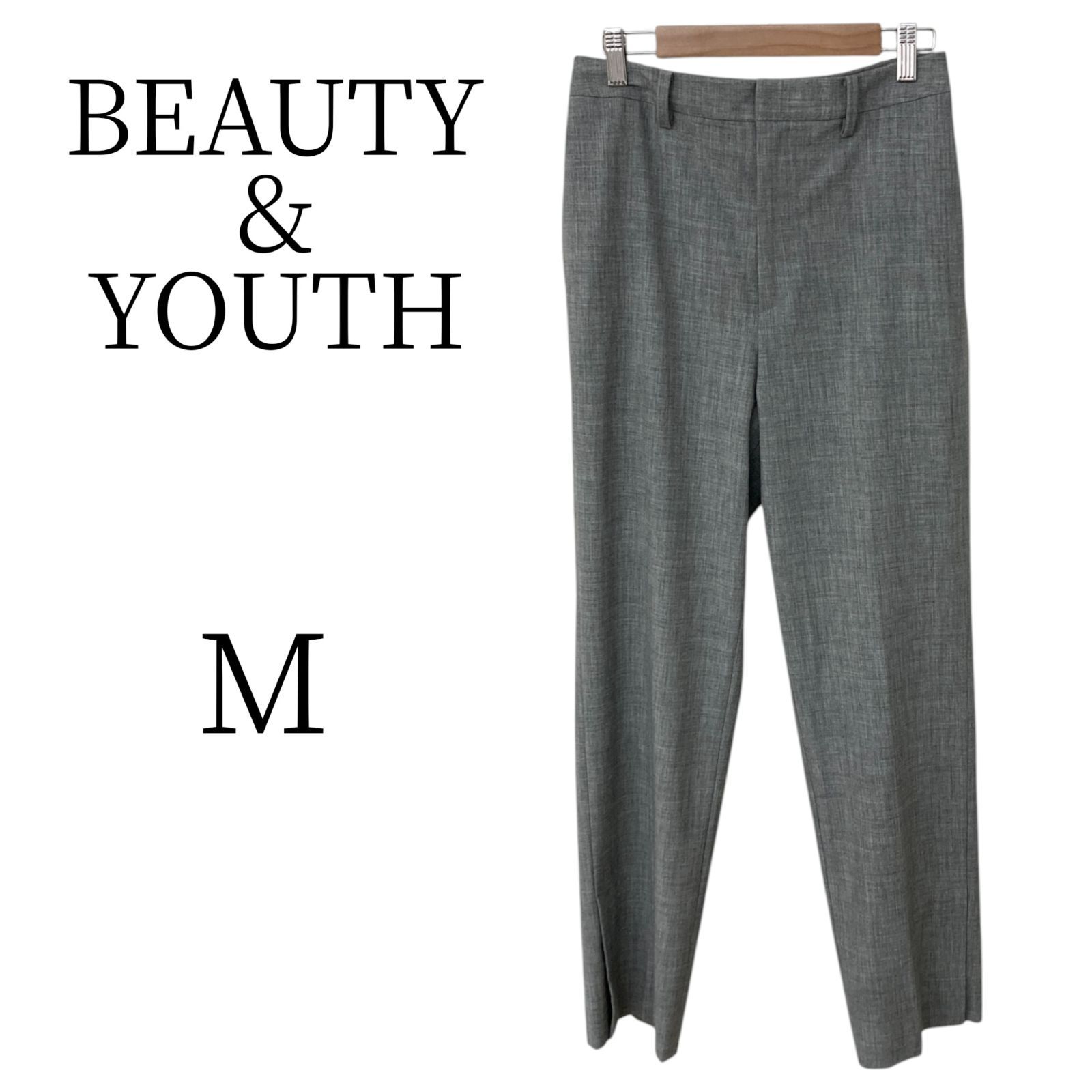 BEAUTY-YOUTH ビューティー＆ユース グレー ロング スラックス M