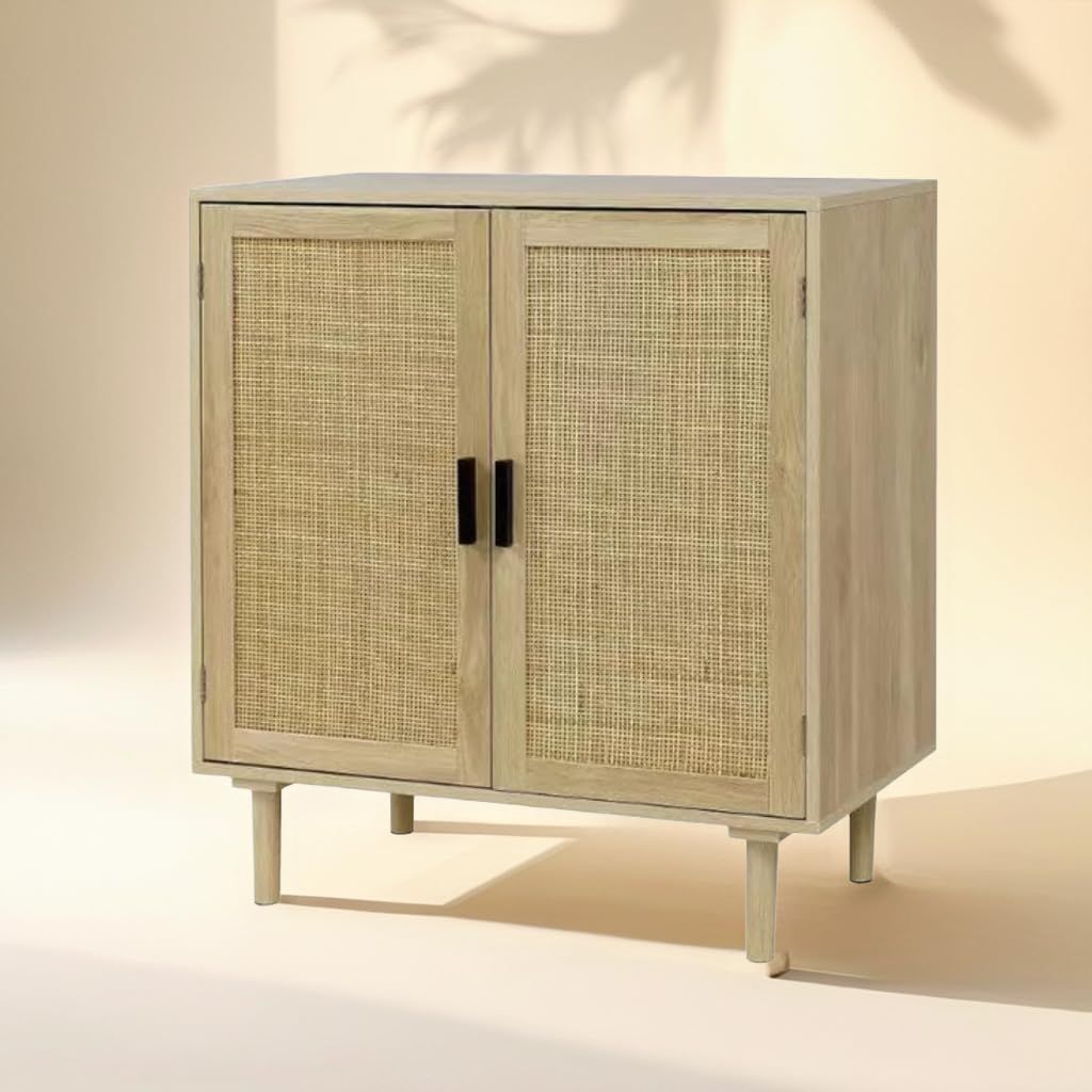 特別価格 ダイニングルーム 廊下 食器棚コンソールテーブル用 アクセント酒 籐装飾ドア付き キッチン収納 サイドボードビュッフェ ナチュラル アクセント 玄関 キッチン リビング 収納付き ビュッフェキャビネット 扉付き 籐製キャビネット 調節棚付き 収納キャ