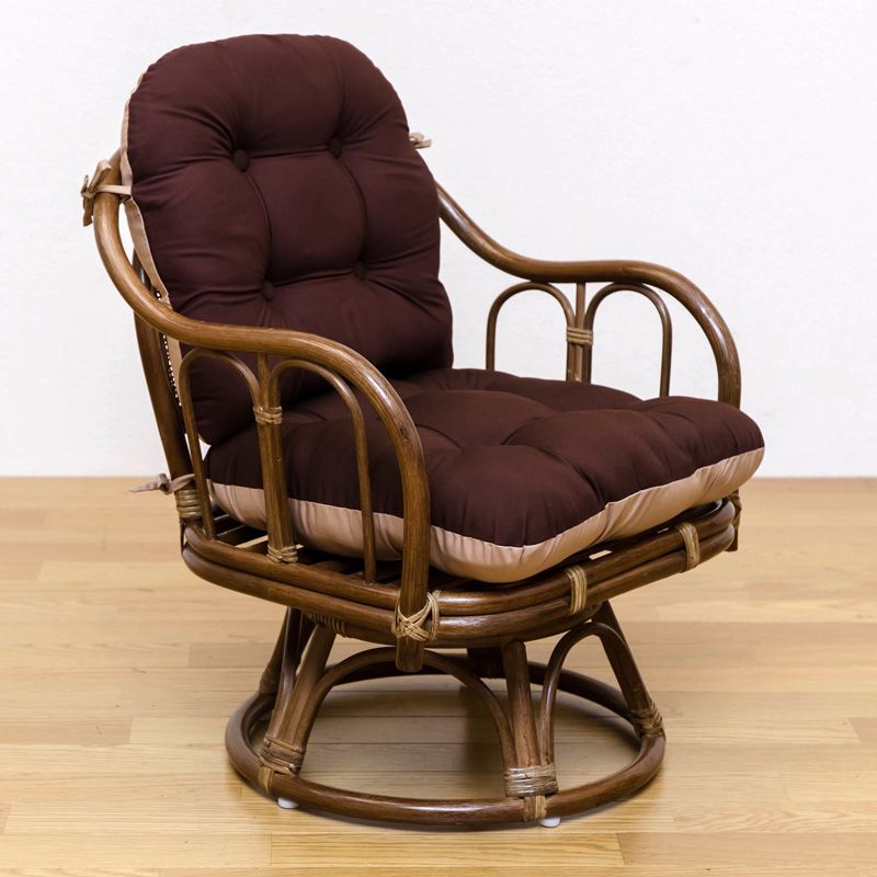 ラタン リバーシブル回転座椅子 IM-18BR ブラウン