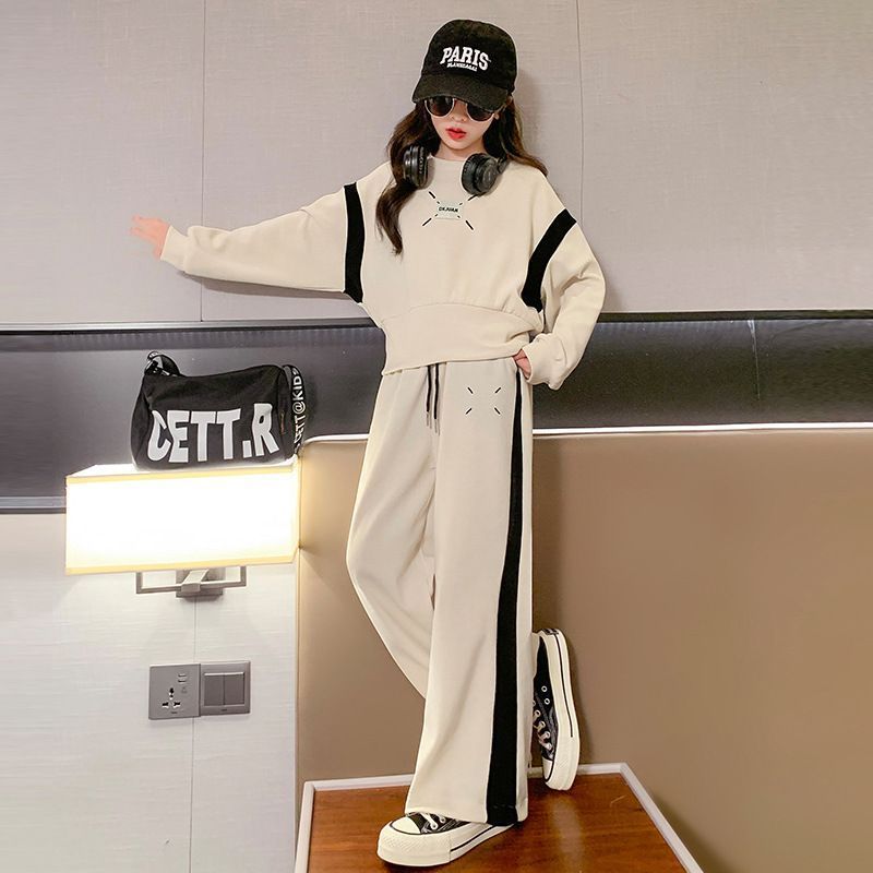 子供服 女の子 ガールズ ジュニア スポーツウェア 上下 2点セット キッズ 長袖 ゆったり トップス トレーナー パンツ ズボン 人気 カジュアル 韓国風 kSsA484