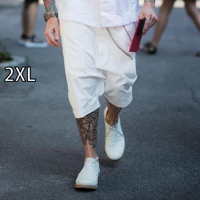 [2XL]メンズ ファッション 服 用 オシャレ シンプル 大人 かっこいい 大きいサイズ ストリート 紳士服 ヒップホップ サマー パンツ カジュアル 大きいサイズ 五分丈 ミディアム ラージ バギー パンツ