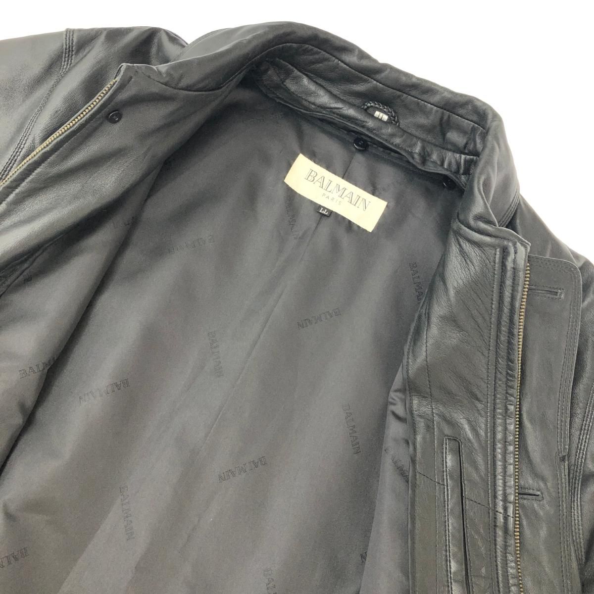 BALMAIN バルマン ヴィンテージ レザージャケット LL ブラック