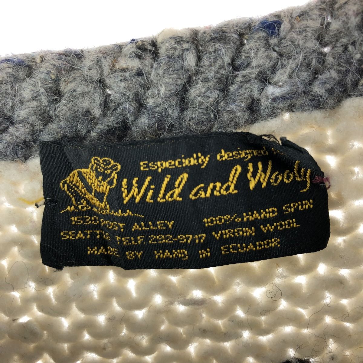 古着 Wild and Wooly 総柄 ウールニットカーディガン メンズL ...