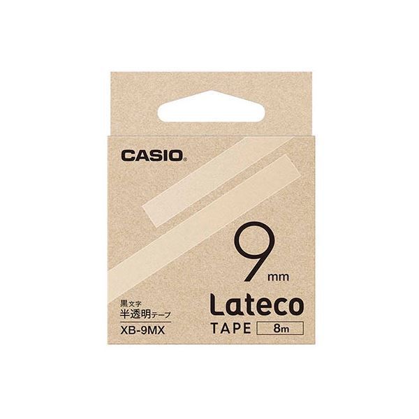 カシオ計算機 Lateco 詰め替え用テープ 9mm 半透明テープ 黒文字 XB-9MXX5