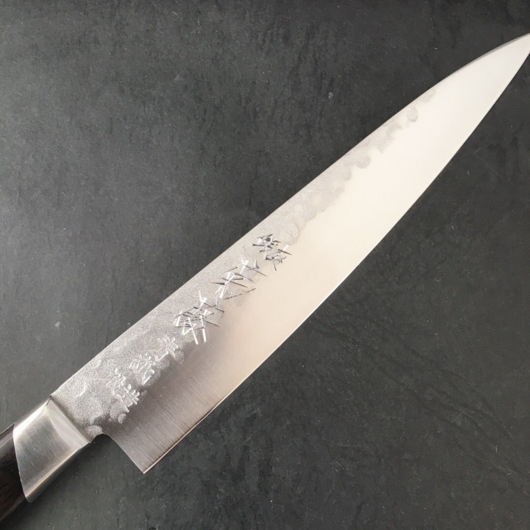 銀座 菊藤 ペティーナイフ 135ミリ 青紙２号鋼本割込 銀座 菊藤 ペティーナイフ 135ミリ 青紙2号鋼本割込 鎚目模様 - メルカリ