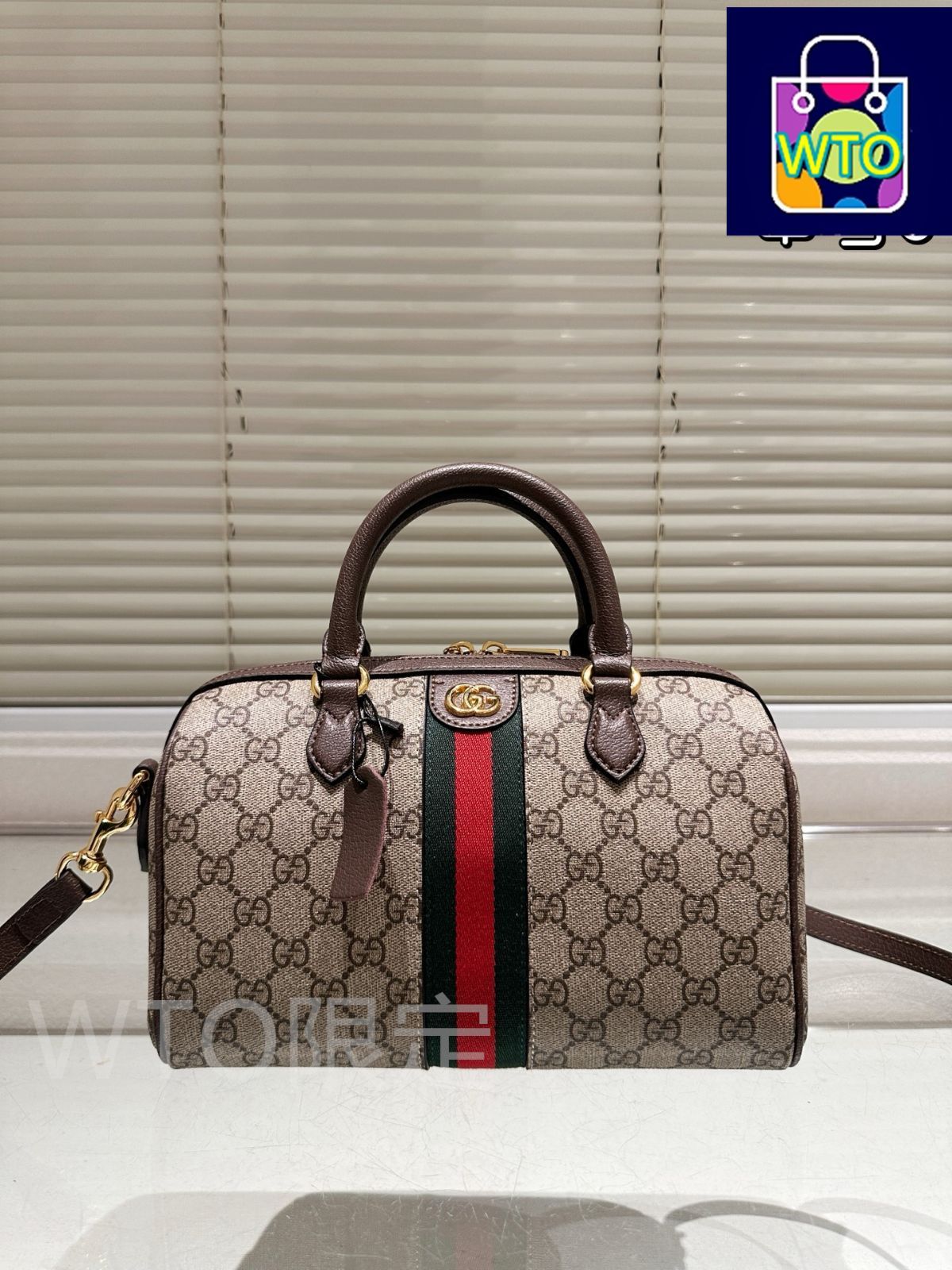 GUCCI  ボストンバッグ Gucci Savoy〕ラージ ダッフルバッグベージュ＆エボニー GG