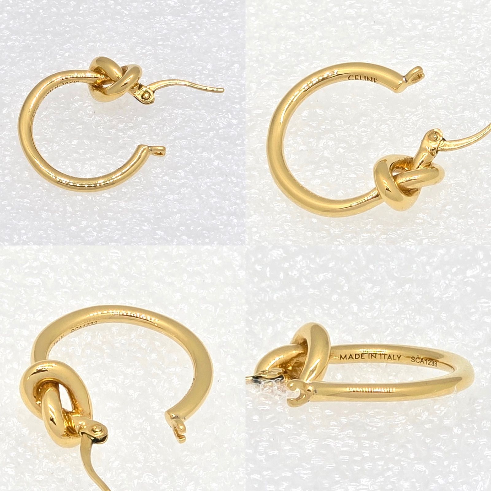 CELINE セリーヌ ノット スモール フープ ピアス 両耳 ゴールド