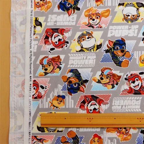 約110×50㎝ パウパトロール ザ マイティ ムービー 映画柄 オックス G4617-1B グレー 生地 布地 布 ハンドメイド