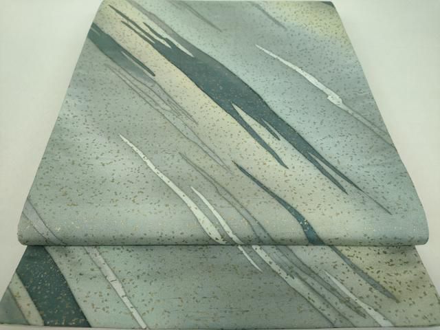 平和屋着物○全通柄袋帯 紬地 霞文 金彩 正絹 逸品 未使用 DAAS3205ps  