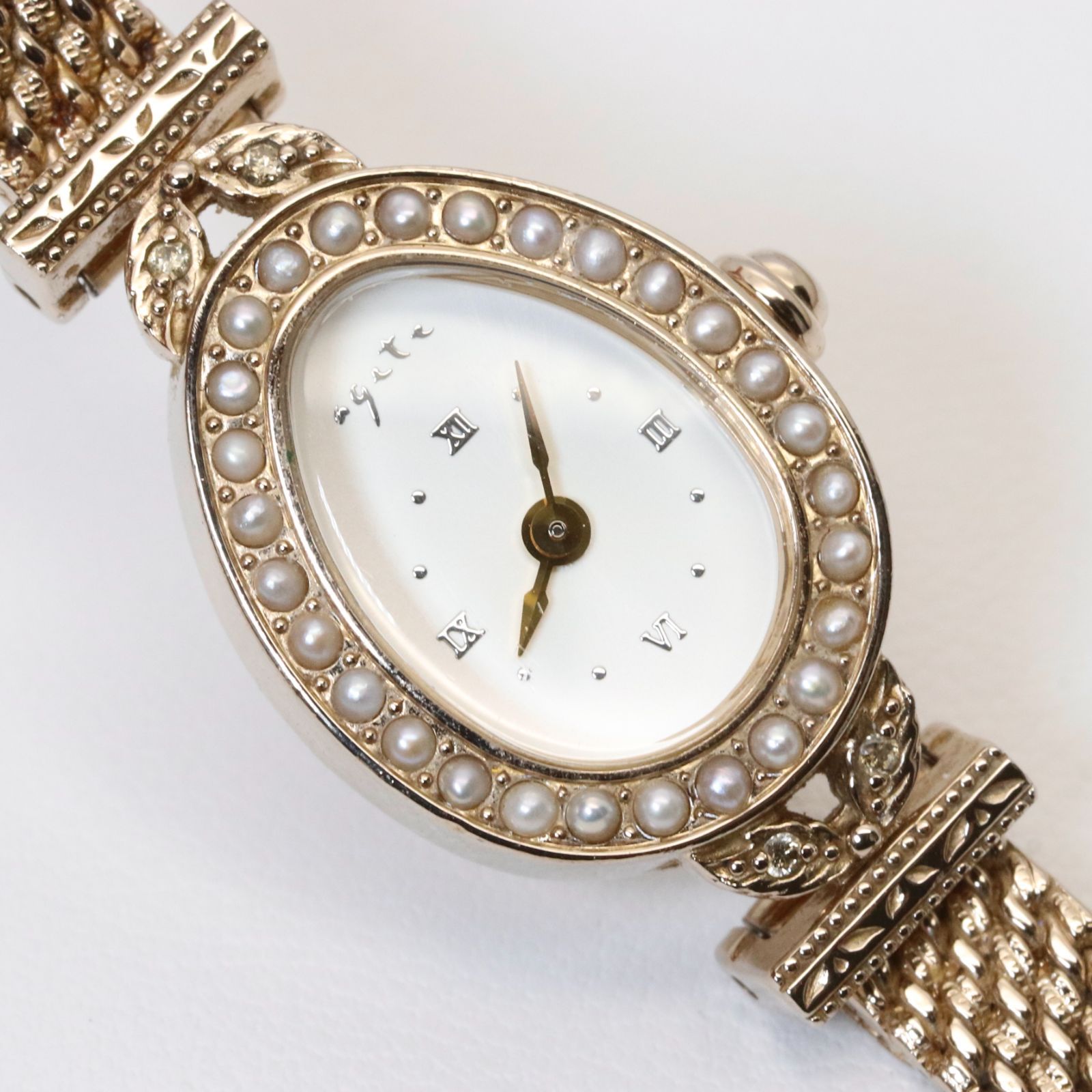 美品 アガット 2021年限定 ジュエリーウォッチ 時計 パール/24-1840