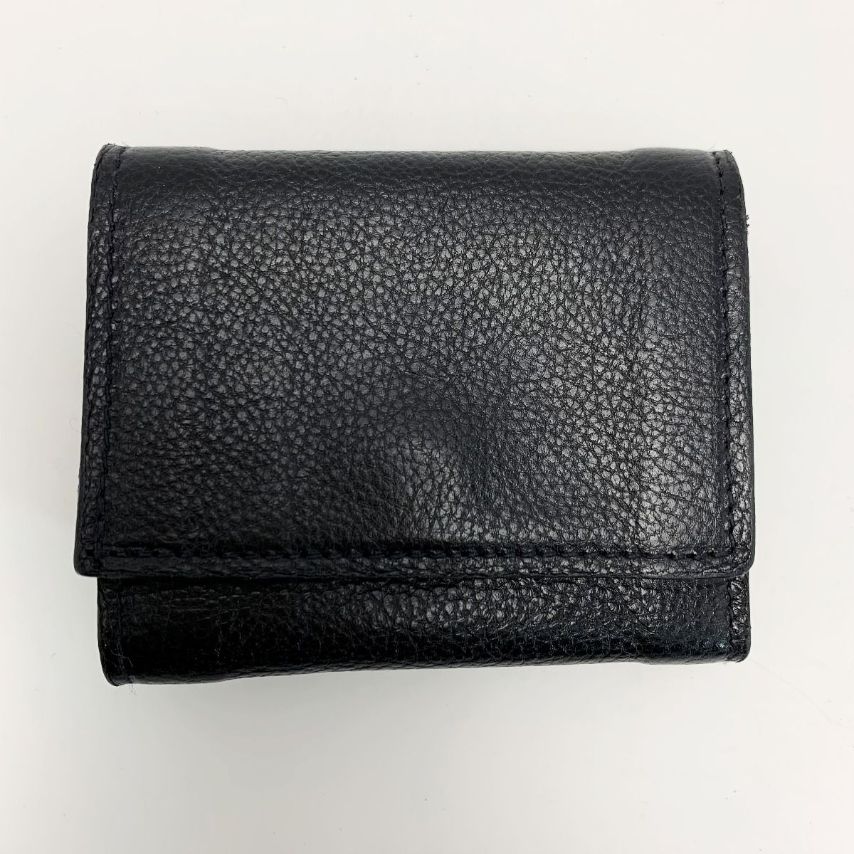 IL BISONTE イルビゾンテ ホワイトロゴ ブラック レザー 3つ折り財布