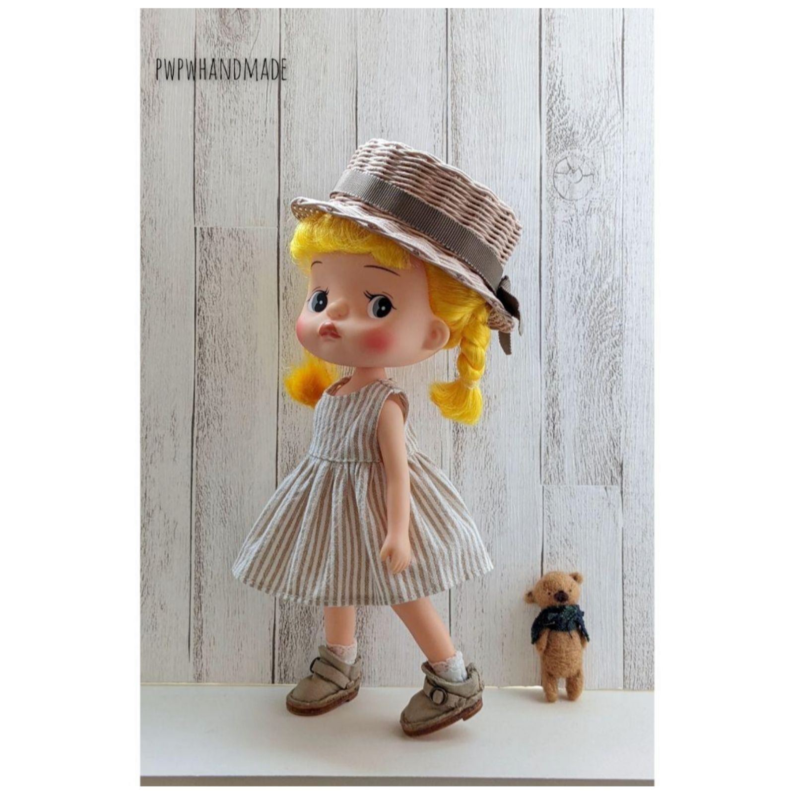 ブライス♥︎ロールアップブリム2wayアレンジ麦わら帽子♥︎ホワイトリボン ブライス♥︎ロールアップブリム2wayアレンジ麦わら帽子