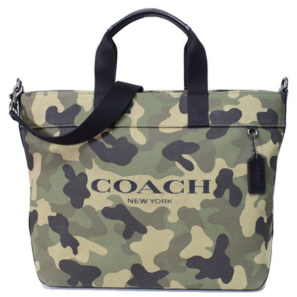 コーチ バッグ COACH キャンバス レザー カモフラージュ 迷彩柄 トート 