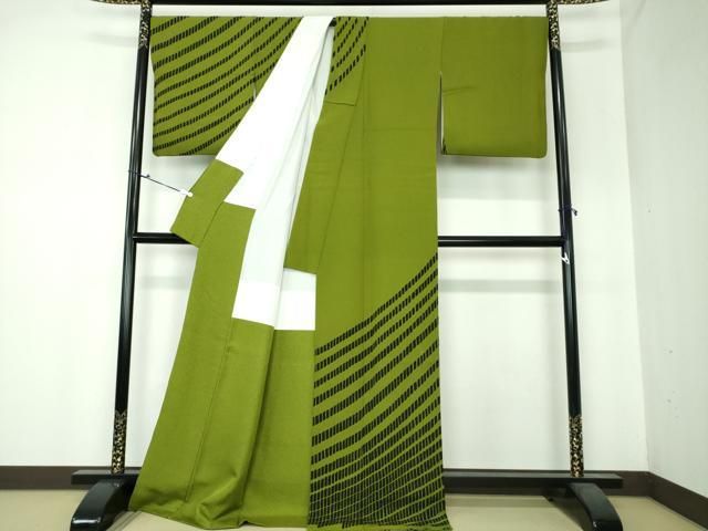 平和屋着物○摺型友禅 訪問着 駒刺繍 草花文 金彩 正絹 逸品