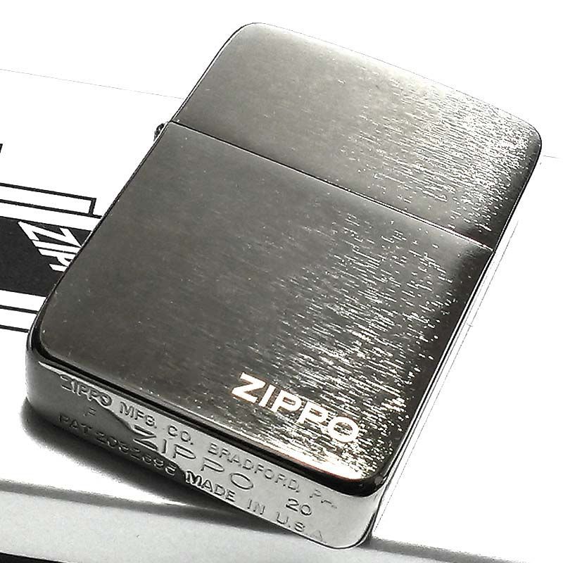 ZIPPO ジッポ ライター 1941 復刻 ブラック シルバー ニッケル ロゴ入り ユニーク 黒 銀 かっこいい シンプル おしゃれ 丸角 メンズ ギフト ZIPPO ライター 1941 レプリカ ブラッククラックル ジッポ