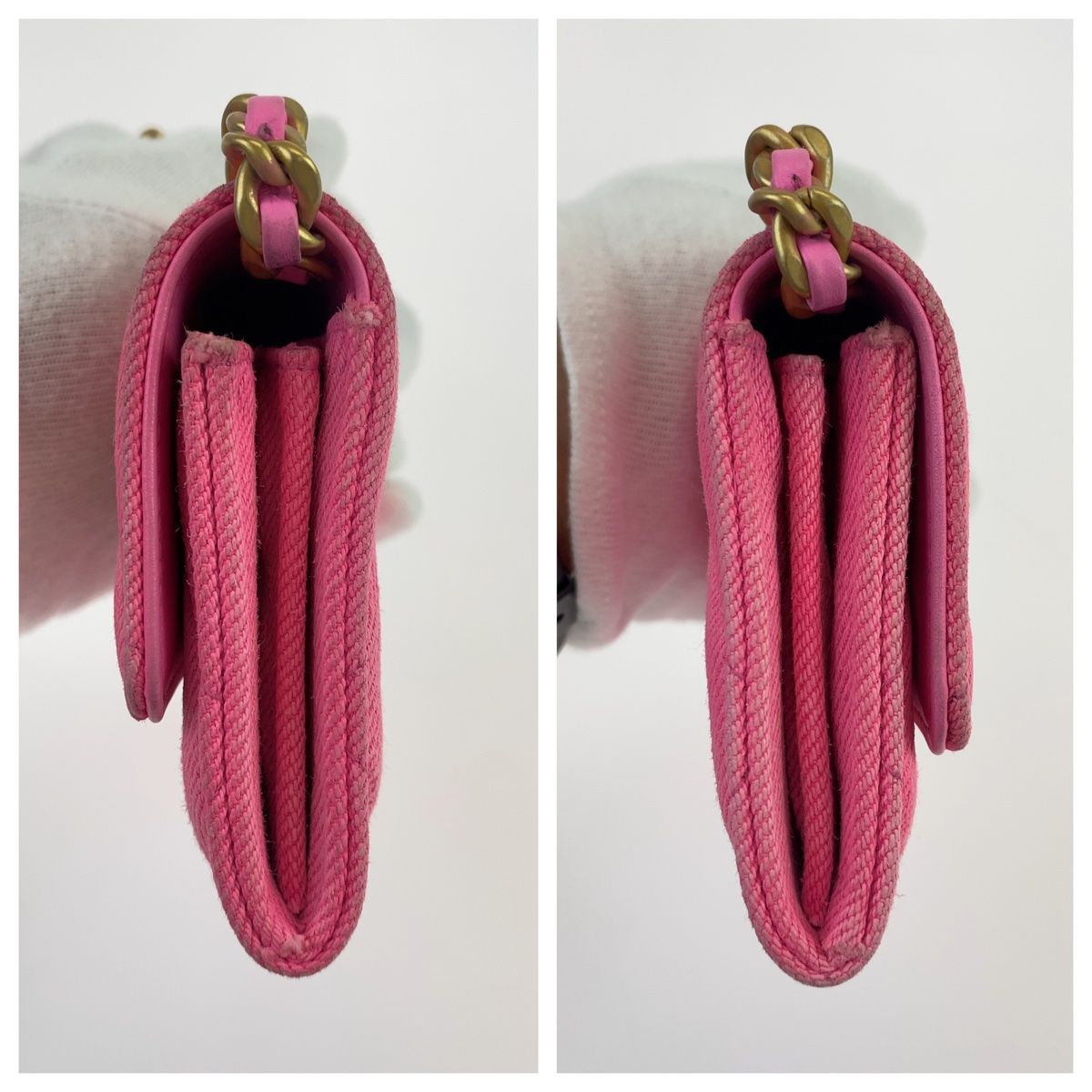 美品 CHANEL シャネル シャネル19 マトラッセ ピンク マットゴールド  