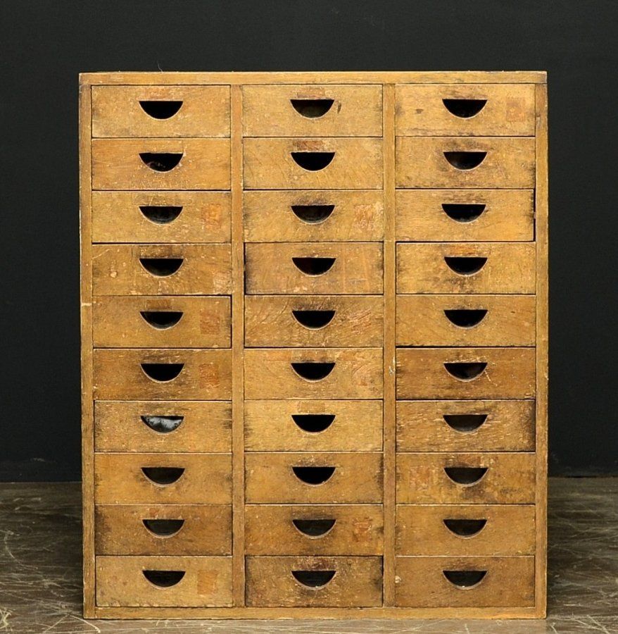 蔵C7327 レトロ 木製 引出箪笥 小引出 書類入 抽斗30杯