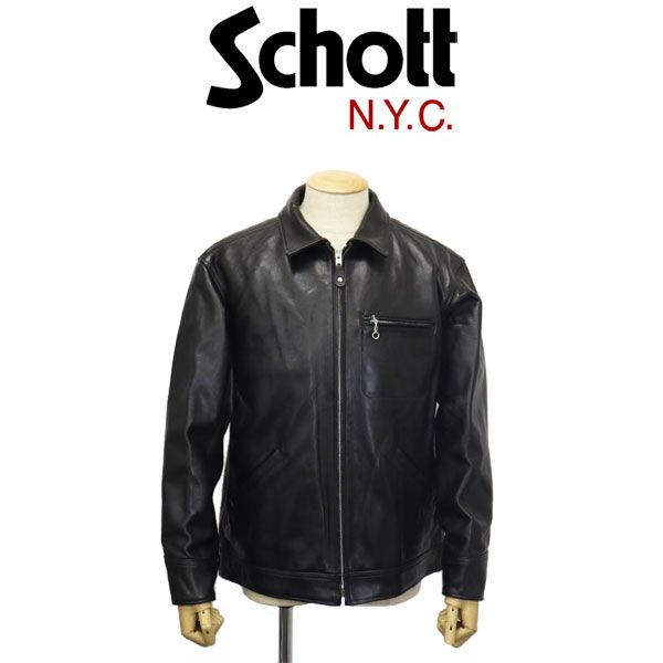 Schott (ショット) 3121034 LEATHER TRACKER JKT ラムレザー トラッカージャケット 09BLACK L