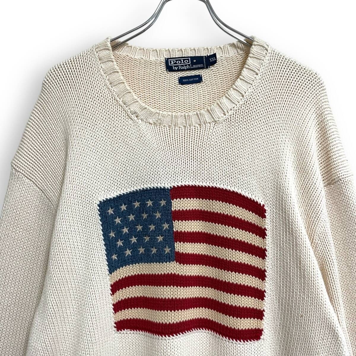 90s POLO RALPH LAUREN ポロ ラルフローレン 星条旗 コットン ニット