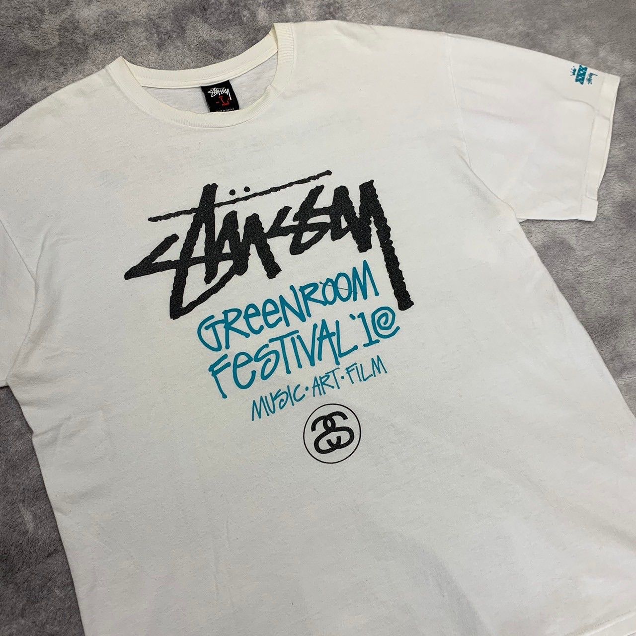 STUSSY ステューシー Tシャツ 半袖 フェス 30周年 プリント 白T L 古着 