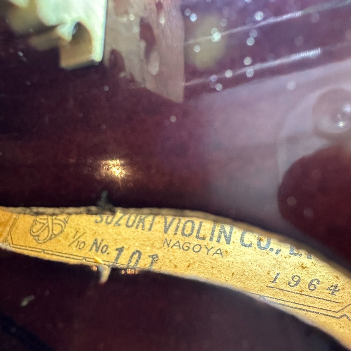 SUZUKIバイオリン1/2 No101  1964年製 Suzuki No.101 1/10 1964年 Violin スズキ 分数バイオリン
