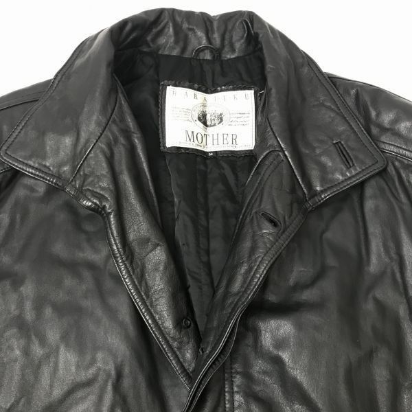 原宿マザー☆本革/牛革/カウスキン/レザーコート【メンズM/黒