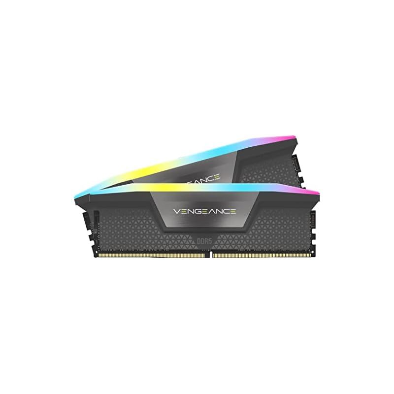 CORSAIR DDR5-5600MHz デスクトップPC用メモリ VENGEANCE RGB DDR5シリーズ PC5-44800 AMD EXPO Intel XMP メモリキット64GB ブラック グレー 32GB×2枚 CMH64GX5M2B5